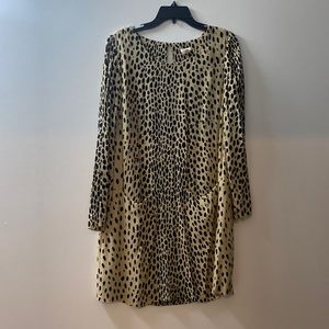 J. Crew Leopard Spotted Crepe Lined Dress with Front Pockets